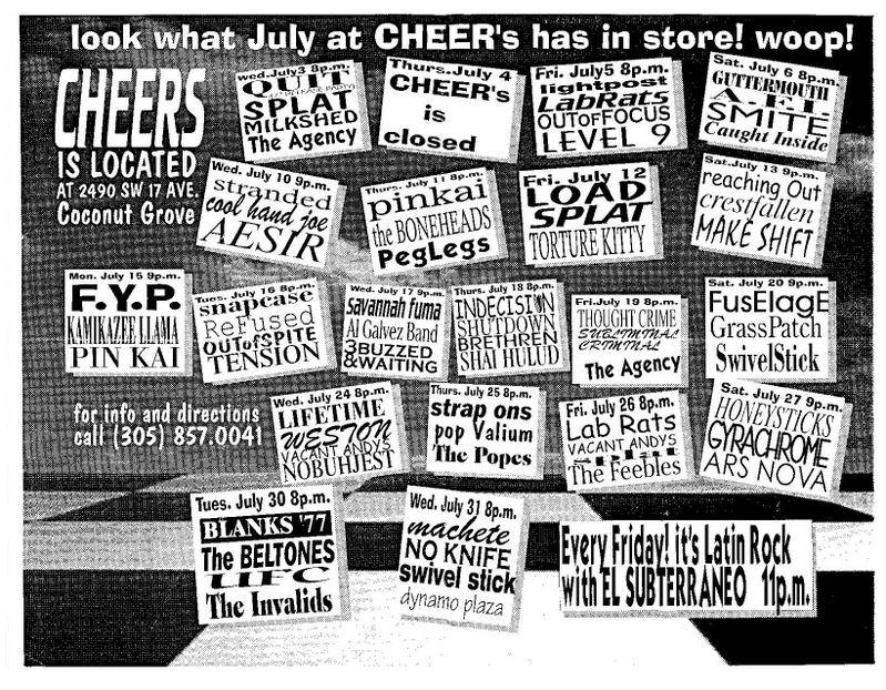Crestfallen, live at Cheers in Coconut Grove, Florida. July 13th 1996, with Reaching Out and Makeshift