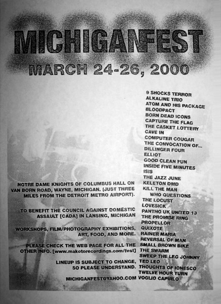 Michigan Fest 2000, the CD release show for Thoughts of Ionesco's "Abnormalities".