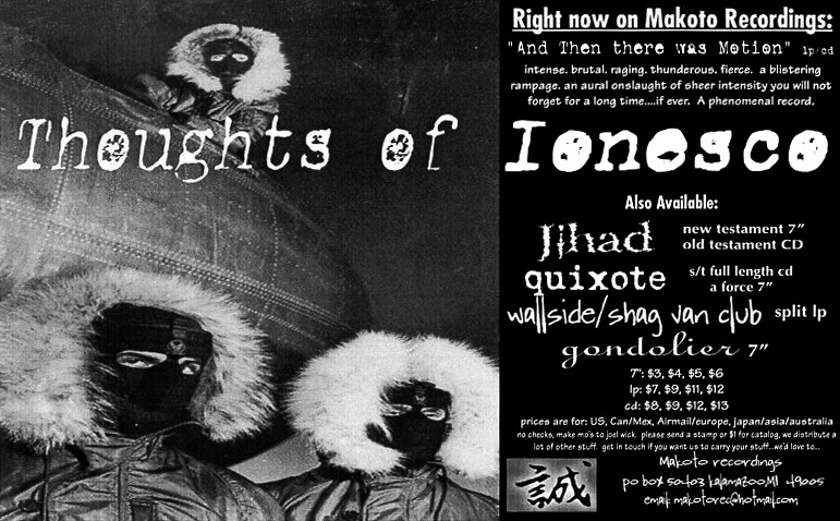 Thoughts of Ionesco, ad for "And Then There Was Motion", Makoto Recordings, 1998