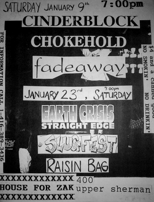 The only Firestorm show, January, 1993. With Earth Crisis, Slugfest and Raisanbag.