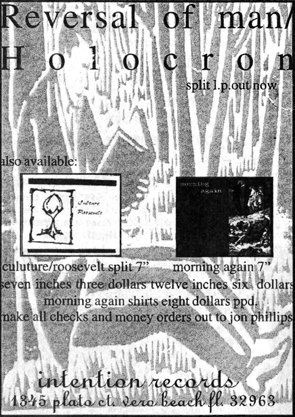 Reversal of Man / Holocron split 12" ad in the March 1997 issue of HeartattaCk magazine